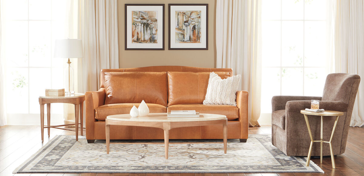 Draper Oval Travertine Coffee Table